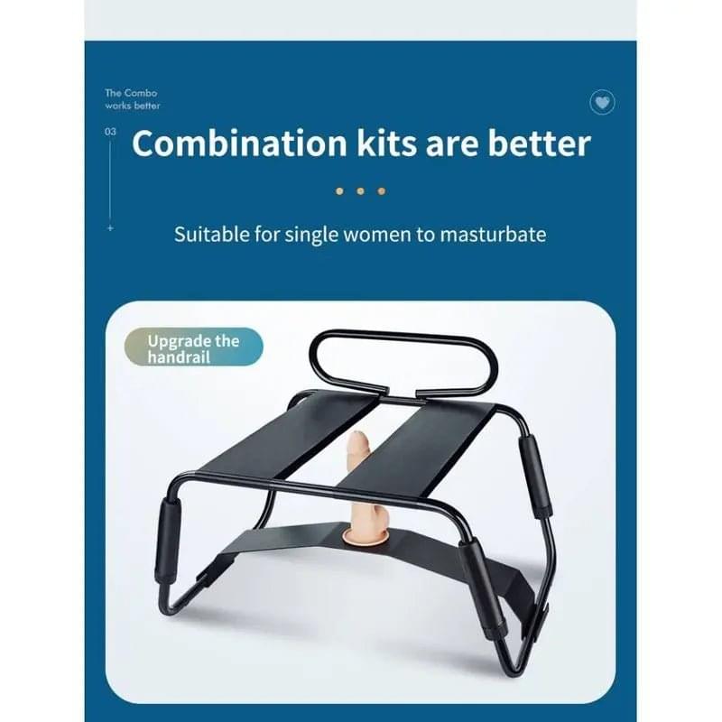Sex Chair Adjustable Height Black w Handle and Arch Bridge Daytona Discreet Intimate Essentials.