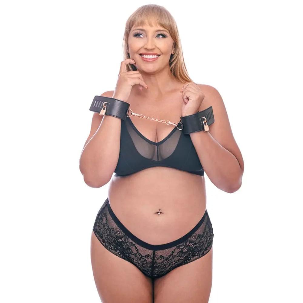 Sex & Mischief Brat Locking Cuffs - /Rose Gold Hand Cuffs Sportsheets Discreet Intimate Essentials.