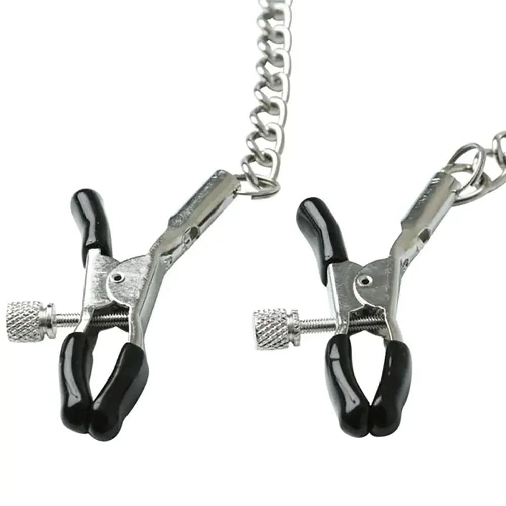 Sex & Mischief Chained Nipple Clamps - Nipple Clamps with 30 cm Chain Sportsheets Discreet Intimate Essentials.
