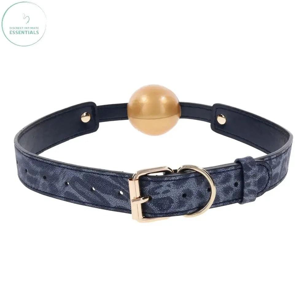 Sex & Mischief Cougar Ball Gag - Navy /Gold Mouth Restraint Sportsheets Discreet Intimate Essentials.