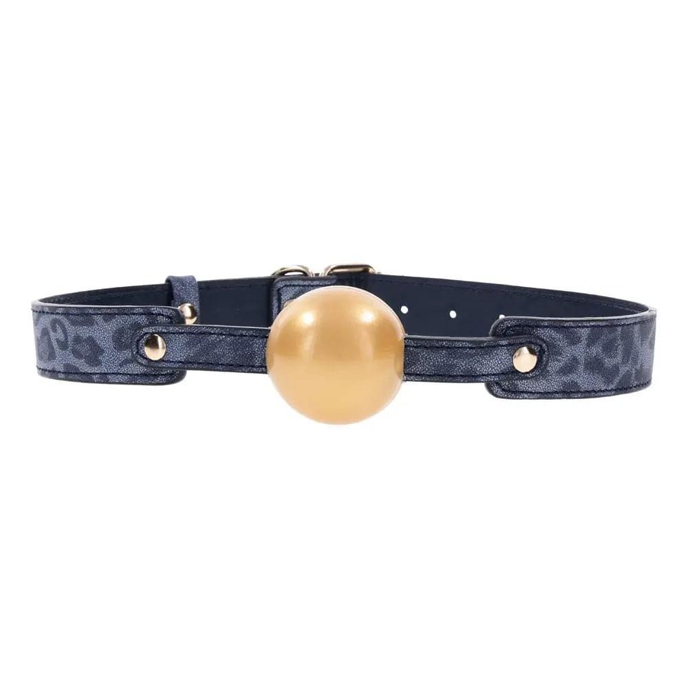 Sex & Mischief Cougar Ball Gag - Navy /Gold Mouth Restraint Sportsheets Discreet Intimate Essentials.
