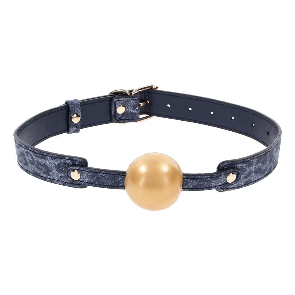 Sex & Mischief Cougar Ball Gag - Navy /Gold Mouth Restraint Sportsheets Discreet Intimate Essentials.