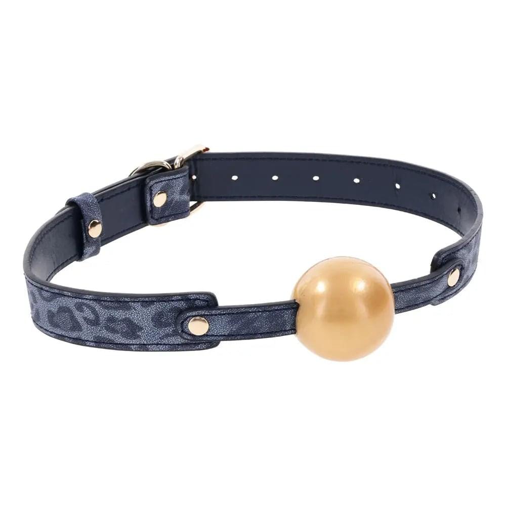 Sex & Mischief Cougar Ball Gag - Navy /Gold Mouth Restraint Sportsheets Discreet Intimate Essentials.