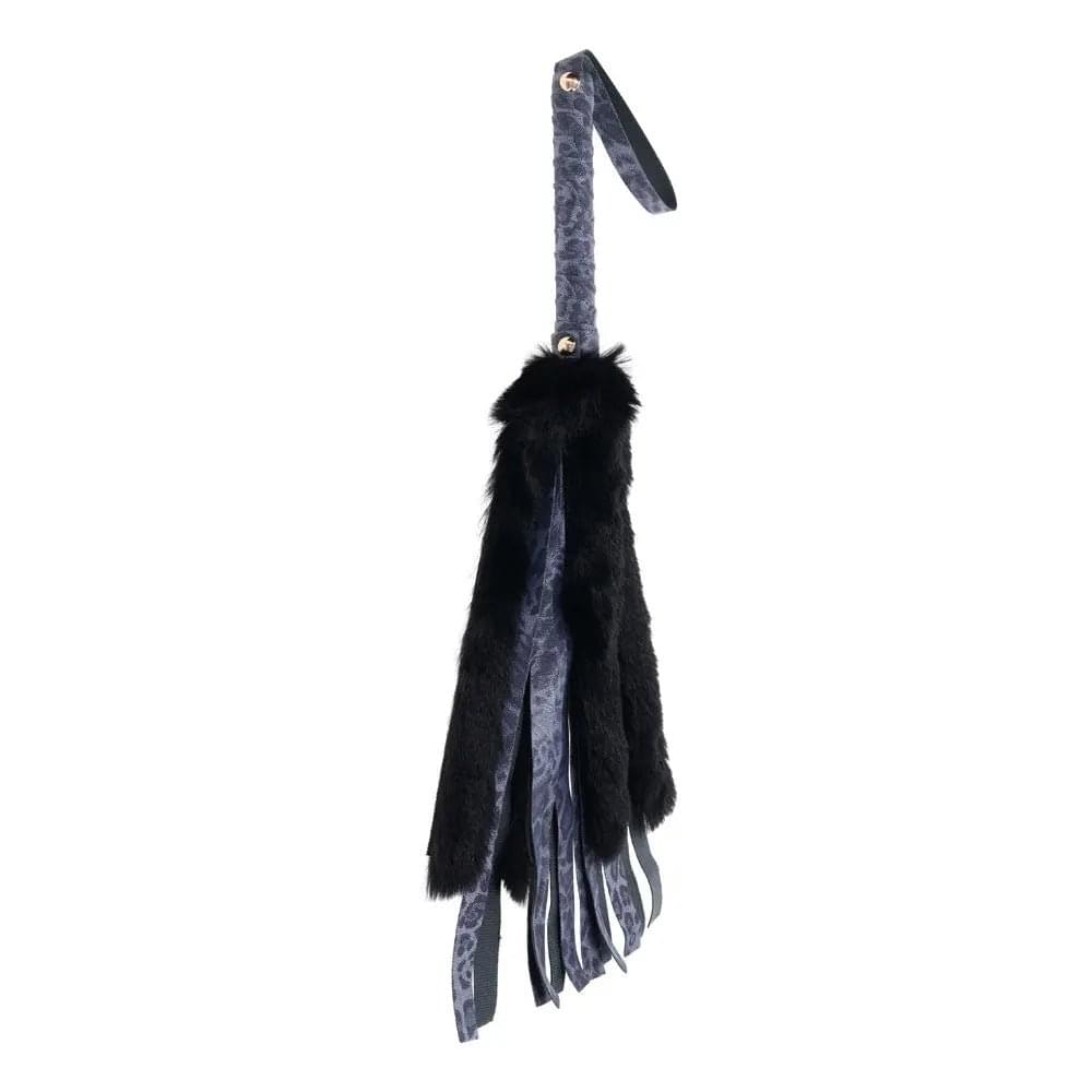 Sex & Mischief Cougar Faux Fur Flogger - Navy /Black Furry Flogger Whip Sportsheets Discreet Intimate Essentials.