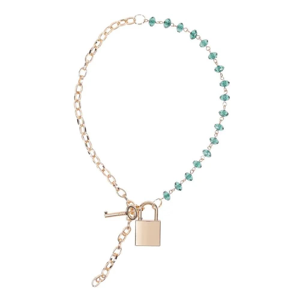 Sex & Mischief Indica Crystal Day Collar - Gold/Emerald Lockable Collar Sportsheets Discreet Intimate Essentials.