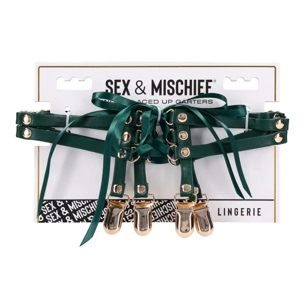 Sex & Mischief Indica Laced Up Garters - /Gold Garters - Set of 2 Sportsheets Discreet Intimate Essentials.