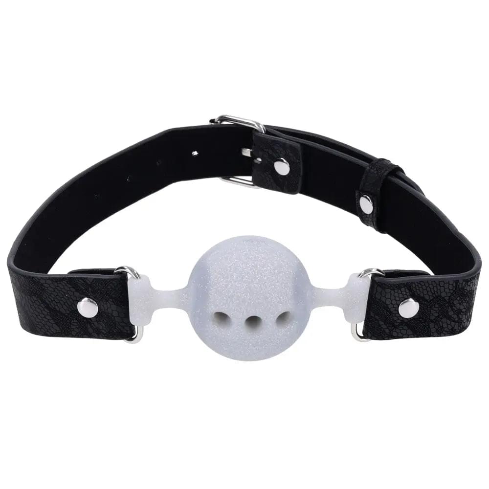 Sex & Mischief Lace Silicone Breathable Ball Gag - Black/Grey Mouth Restraint Sportsheets Discreet Intimate Essentials.