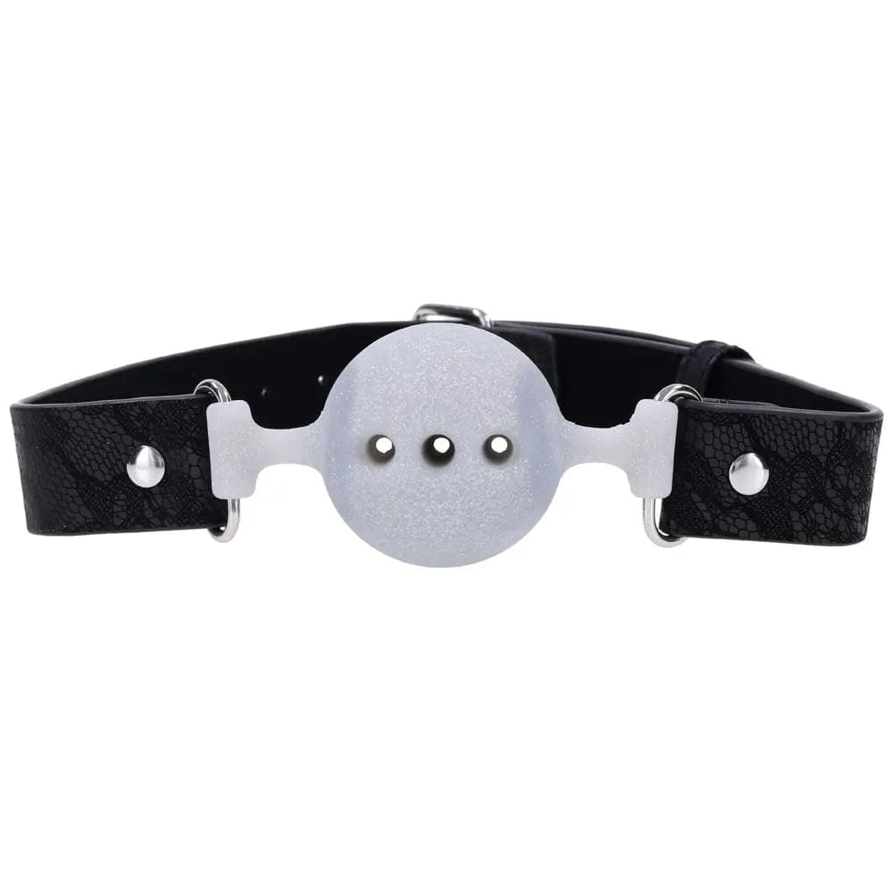Sex & Mischief Lace Silicone Breathable Ball Gag - Black/Grey Mouth Restraint Sportsheets Discreet Intimate Essentials.