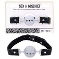 Sex & Mischief Lace Silicone Breathable Ball Gag - Black/Grey Mouth Restraint Sportsheets Discreet Intimate Essentials.