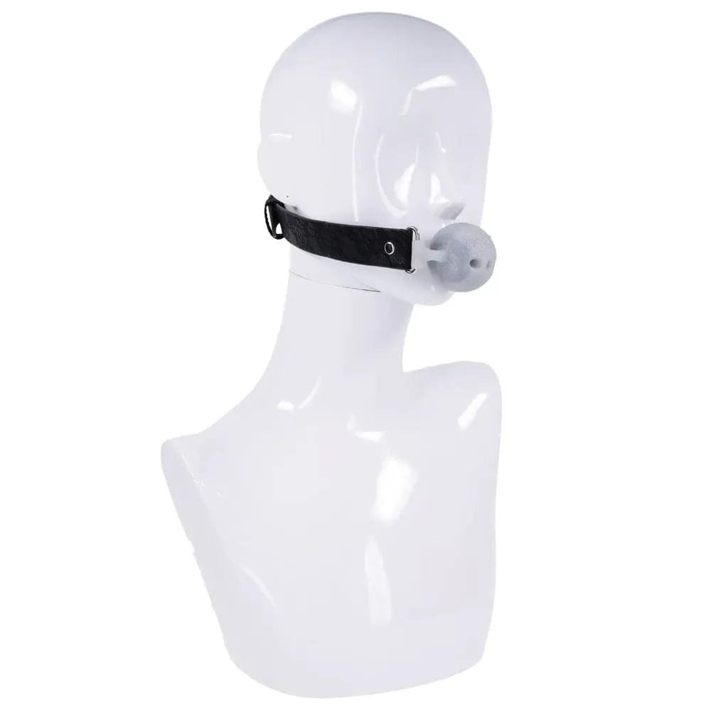 Sex & Mischief Lace Silicone Breathable Ball Gag - Black/Grey Mouth Restraint Sportsheets Discreet Intimate Essentials.