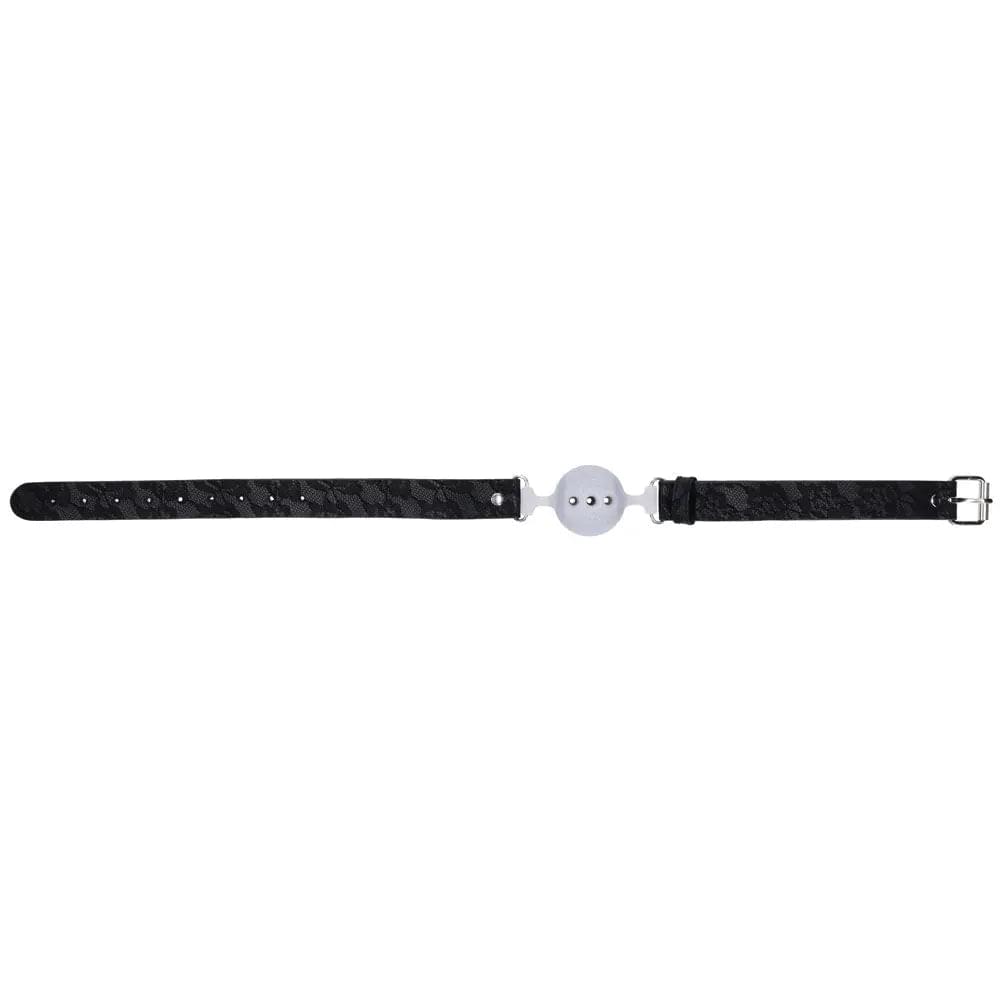 Sex & Mischief Lace Silicone Breathable Ball Gag - Black/Grey Mouth Restraint Sportsheets Discreet Intimate Essentials.