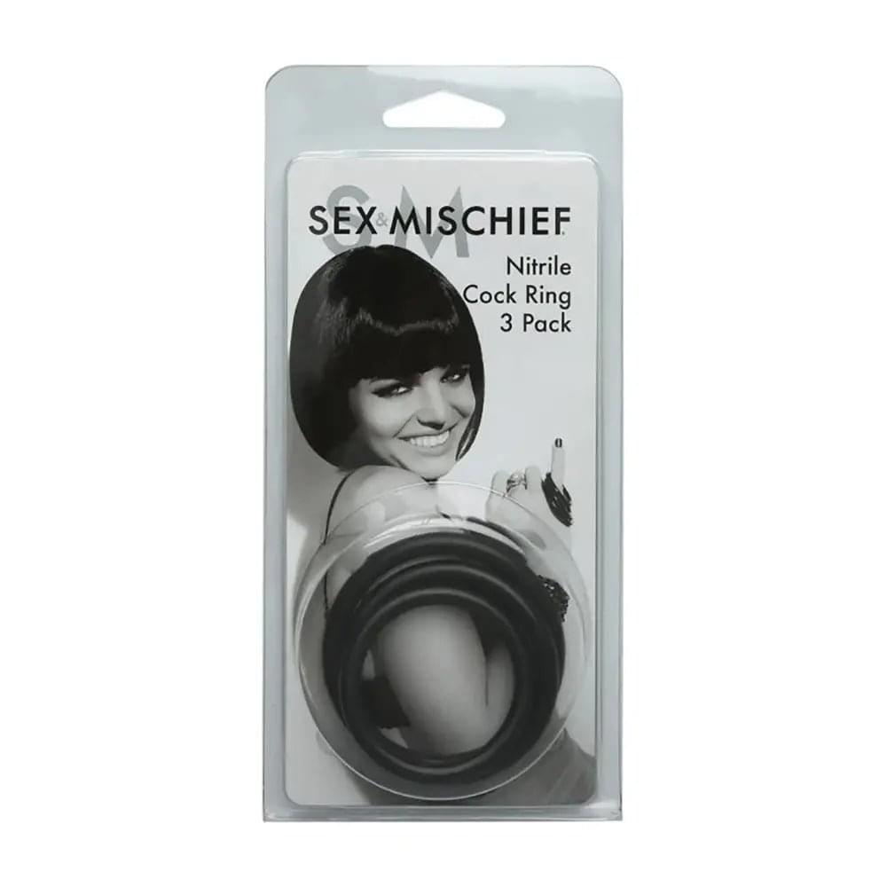 Sex & Mischief Nitrile Cock Ring 3 Pack -  Cock Rings - Set of 3 Sizes Sportsheets Discreet Intimate Essentials.