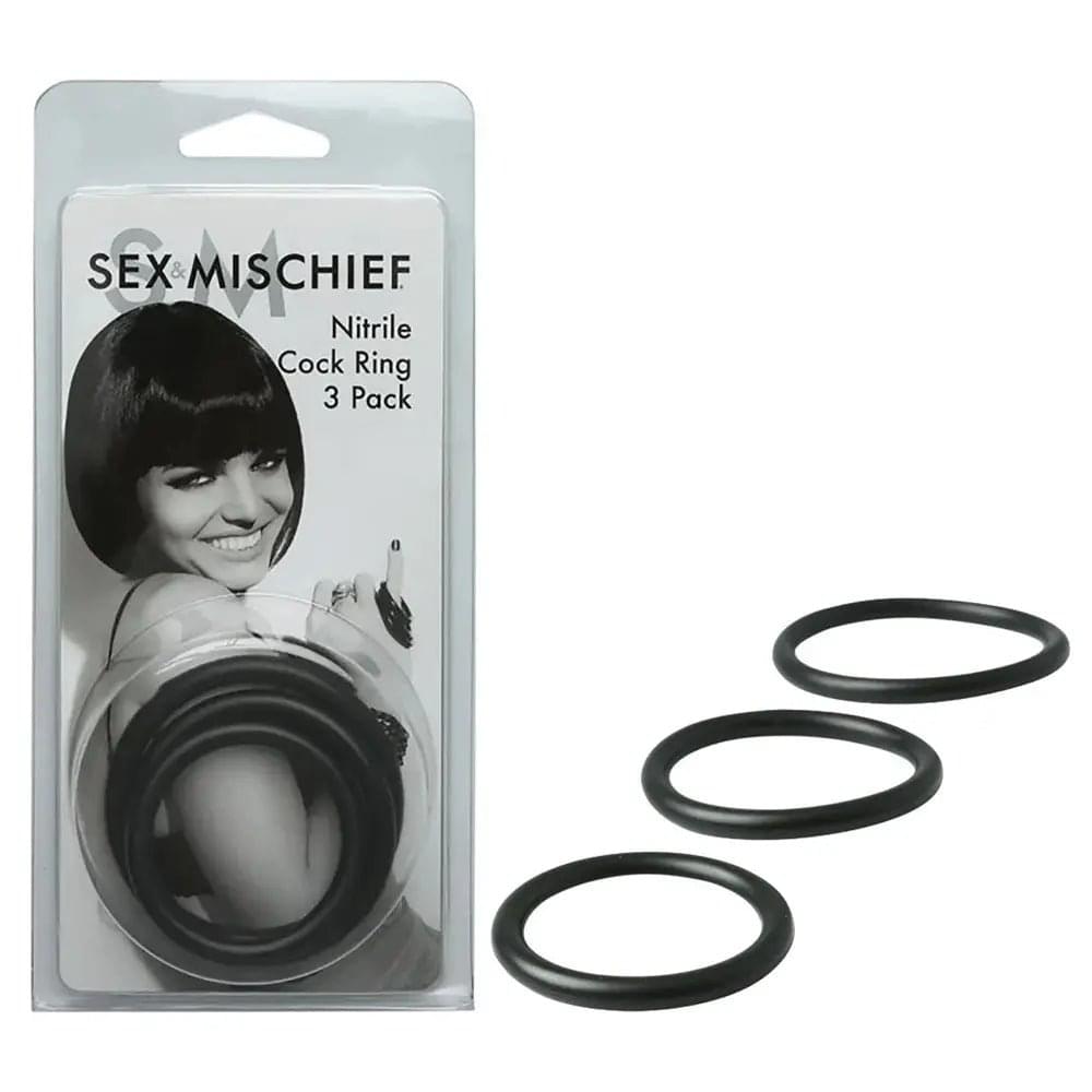 Sex & Mischief Nitrile Cock Ring 3 Pack -  Cock Rings - Set of 3 Sizes Sportsheets Discreet Intimate Essentials.