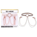 Sex & Mischief Peaches n CreaMe Collar with Nipple Clamps - Peach Nipple Restraints Sportsheets Discreet Intimate Essentials.