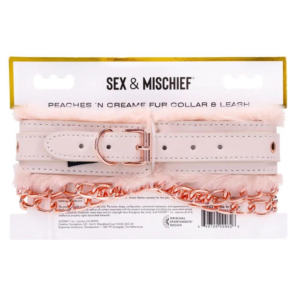 Sex & Mischief Peaches n CreaMe Fur Collar & Leash - Peach Restraint Sportsheets Discreet Intimate Essentials.