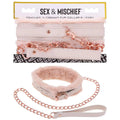Sex & Mischief Peaches n CreaMe Fur Collar & Leash - Peach Restraint Sportsheets Discreet Intimate Essentials.