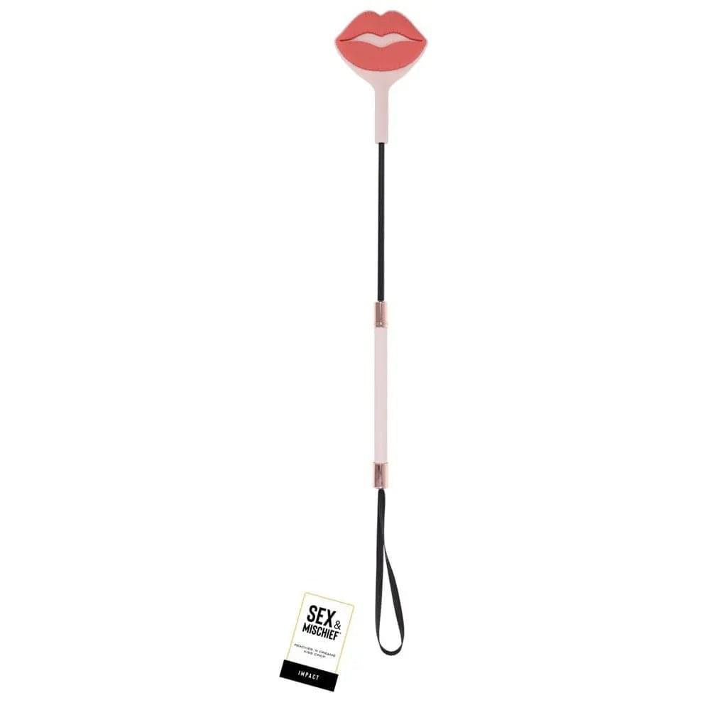 Sex & Mischief Peaches n CreaMe Kiss Crop - Peach Lip Tipped Crop Whip Sportsheets Discreet Intimate Essentials.
