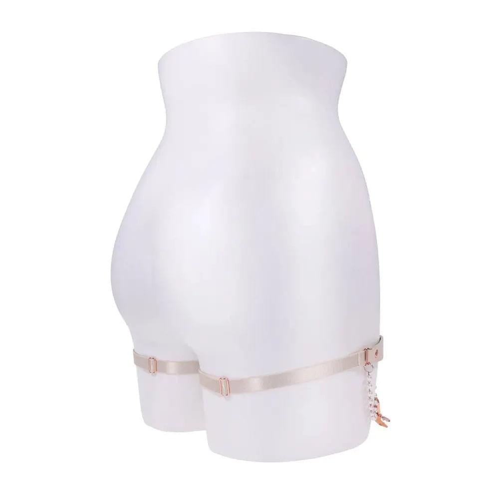 Sex & Mischief Peaches n CreaMe Pearl Garters - Peach / Rose Gold Garters with Pearls - Set of 2 Sportsheets Discreet Intimate Essentials.