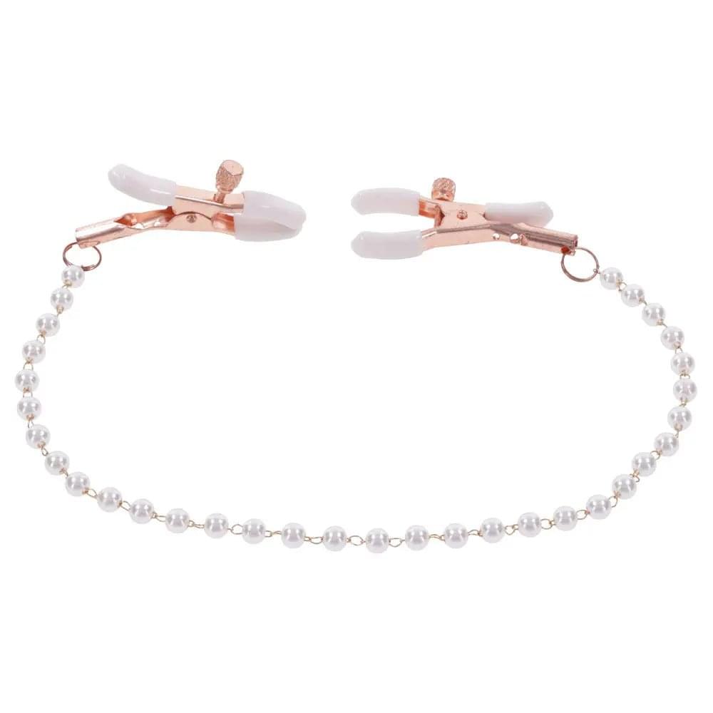 Sex & Mischief Peaches n CreaMe Pearl Nipple Clamps - Peach Nipple Restraints Sportsheets Discreet Intimate Essentials.