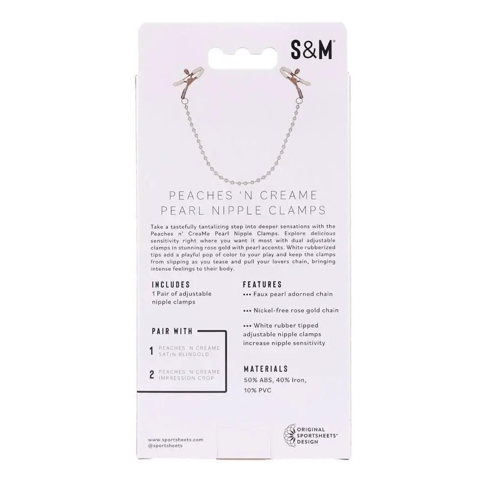 Sex & Mischief Peaches n CreaMe Pearl Nipple Clamps - Peach Nipple Restraints Sportsheets Discreet Intimate Essentials.