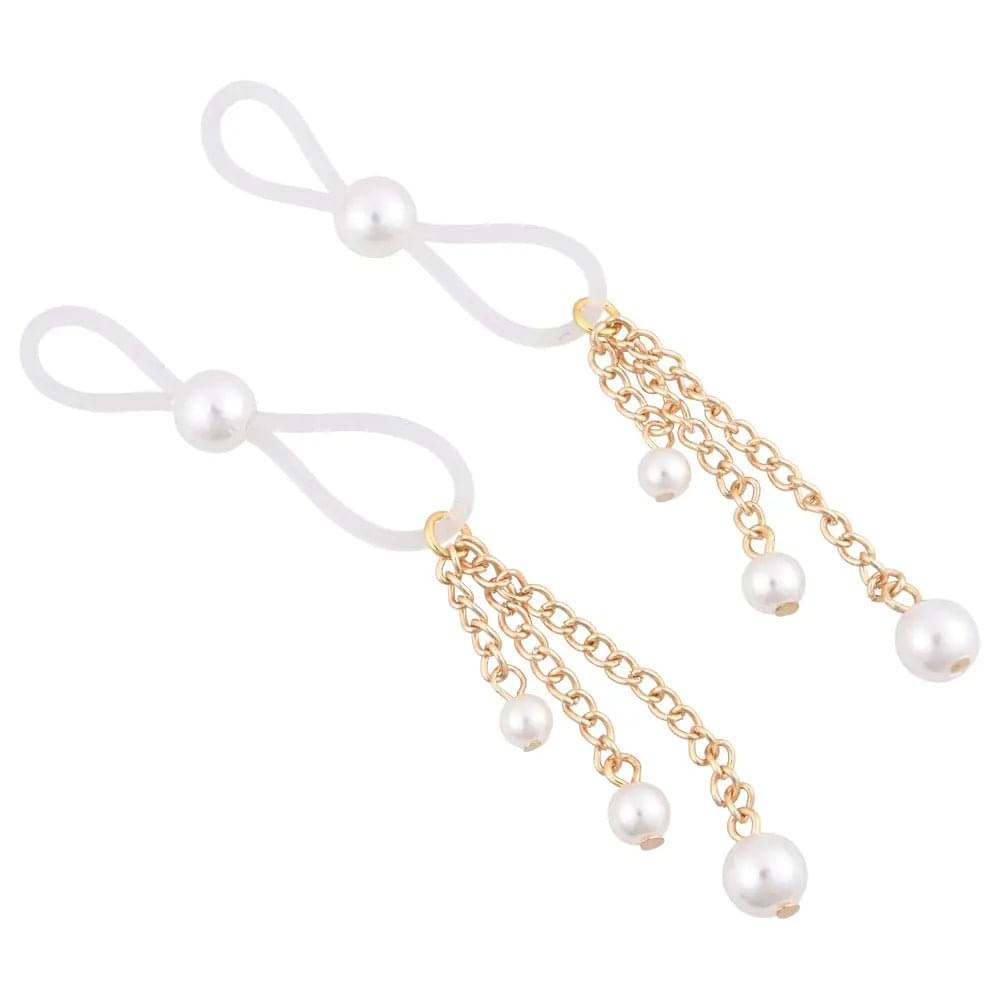 Sex & Mischief Pearl Nipple Ties - Gold/Pearl Nipple Restraints - Set of 2 Sportsheets Discreet Intimate Essentials.