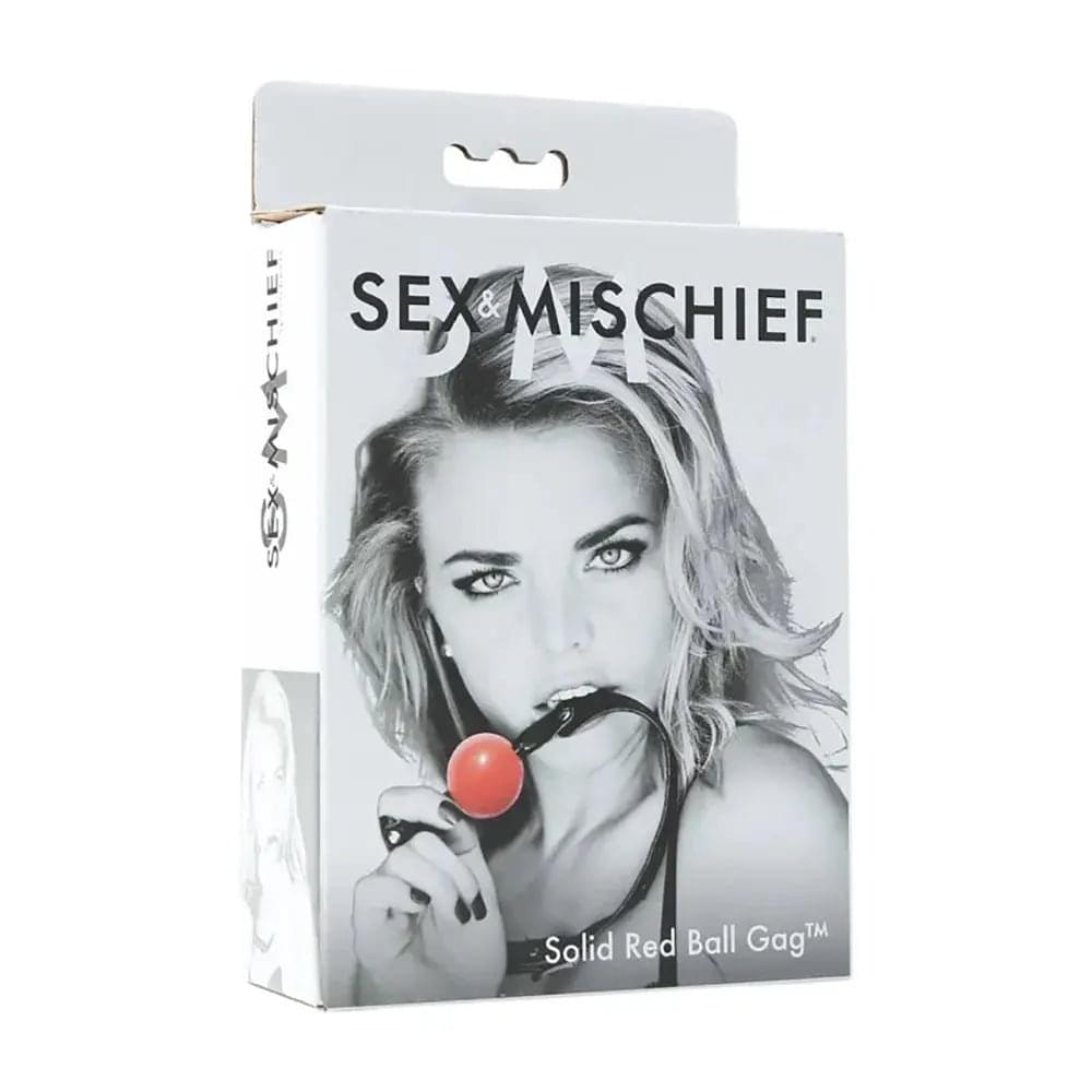 Sex & Mischief Solid Red Ball Gag - Red/Black Mouth Restraint Sportsheets Discreet Intimate Essentials.