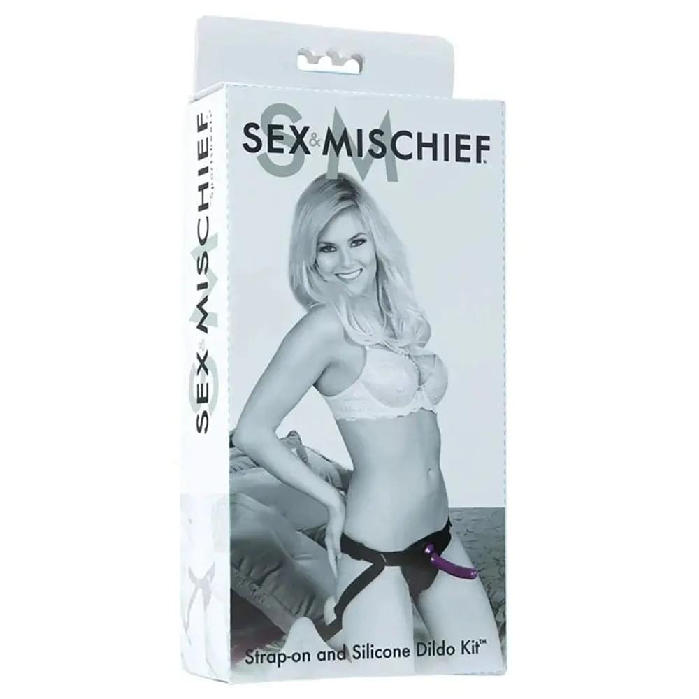 Sex & Mischief Strap-On & Silicone Dildo Kit - /Purple Adjustable Strap-On Sportsheets Discreet Intimate Essentials.