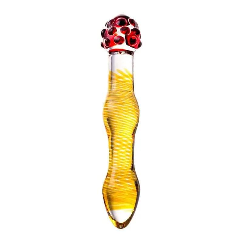 Sexus Glass Dildo Yellow and Red 20.5 cm Sexus Glass Discreet Intimate Essentials.