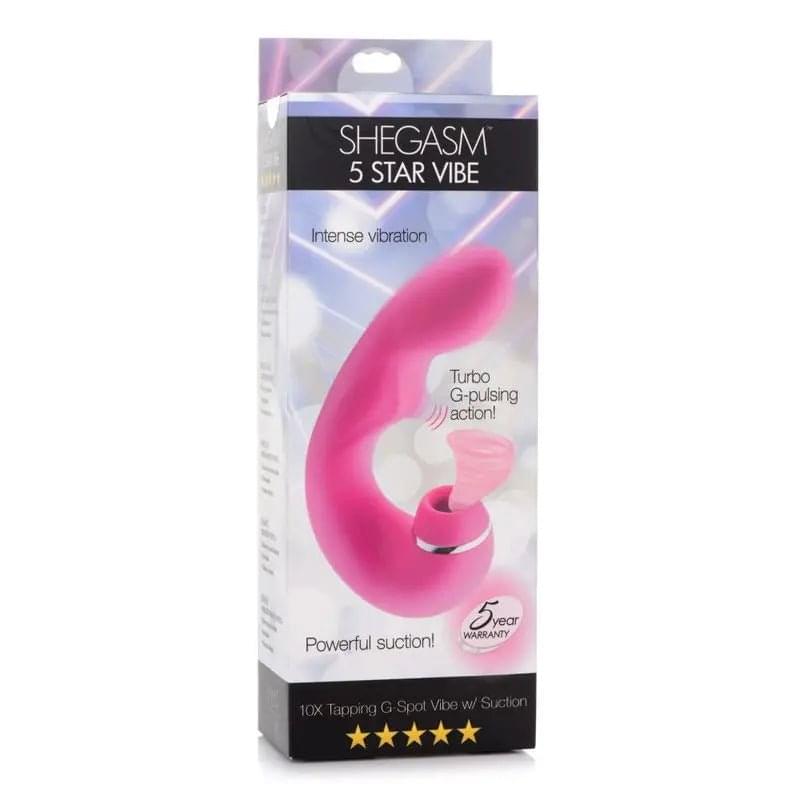 Shegasm 5 Star 10X Tapping G-Spot Vibe w Suction Pink Shegasm Discreet Intimate Essentials.