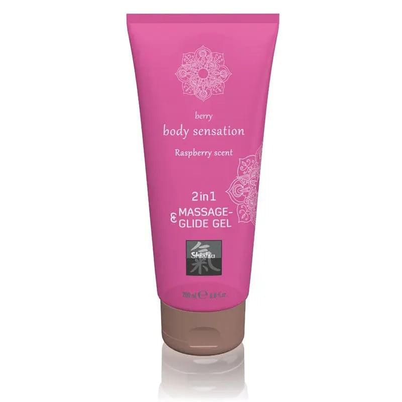 SHIATSU 2in1 Massage & Glide Gel - Raspberry Scented - 200 ml Hot Production Discreet Intimate Essentials.
