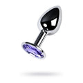 Silver Metal Anal Plug w Amethyst Crystal Small Metal Discreet Intimate Essentials.