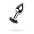 Silver Metal Anal Plug w Black Gem Small Metal Discreet Intimate Essentials.