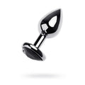 Silver Metal Anal Plug w Black Tourmaline Heart Gem Small Metal Discreet Intimate Essentials.