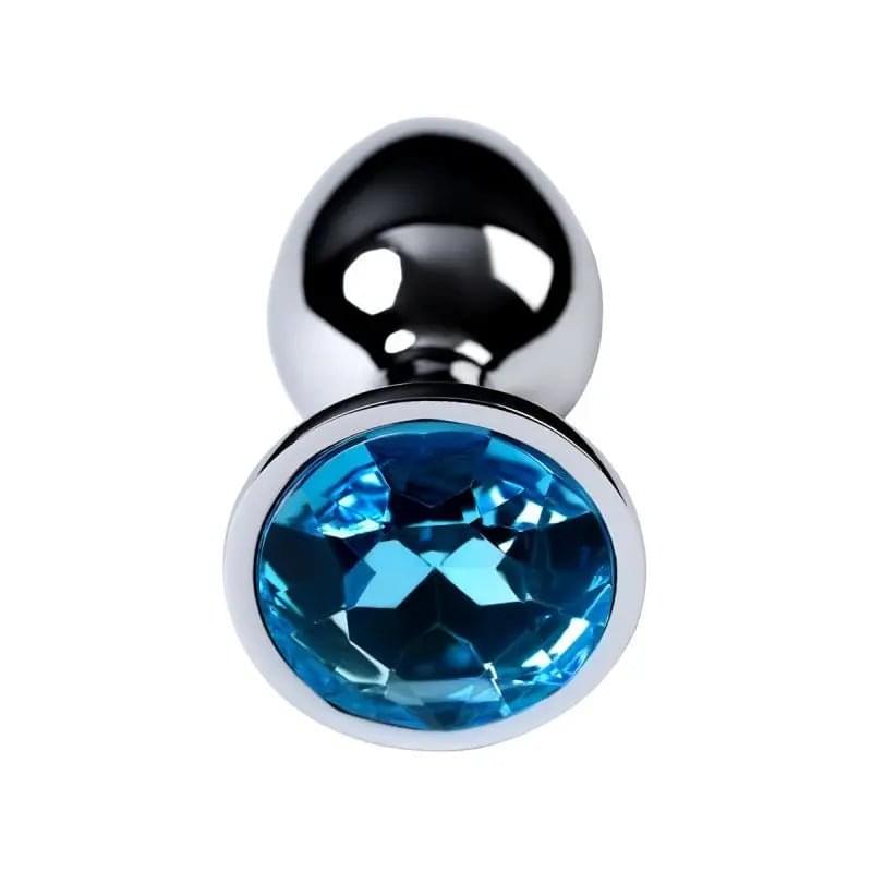 Silver Metal Anal Plug w Topaz Crystal Small Metal Discreet Intimate Essentials.