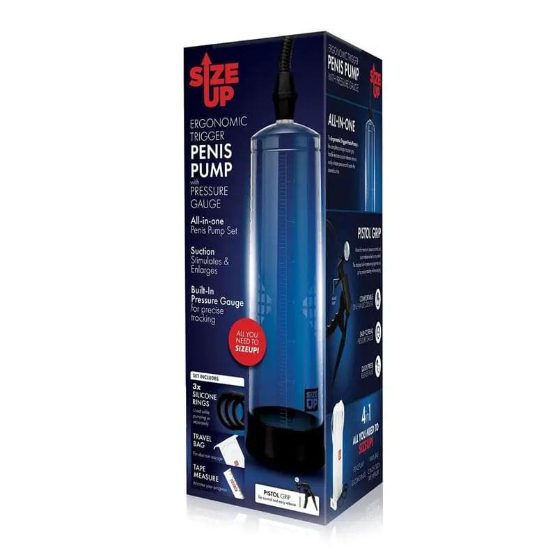 Size Up Ergonomic Trigger Penis Pump with Pressure Gauge -  Penis Pump Xgen Products Discreet Intimate Essentials.