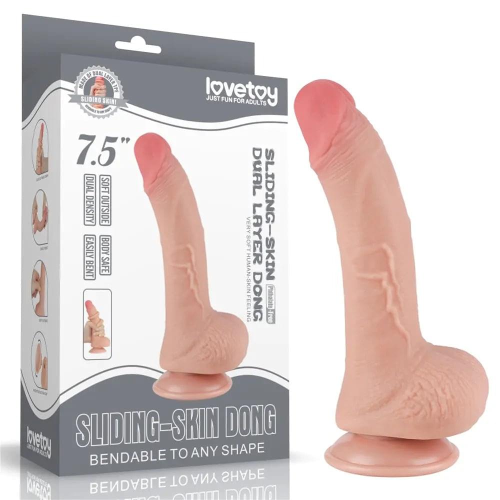 Sliding Skin Dual Layer Dong -  19.5 cm (7.5'') Dong with Flexible Skin Lovetoy Discreet Intimate Essentials.