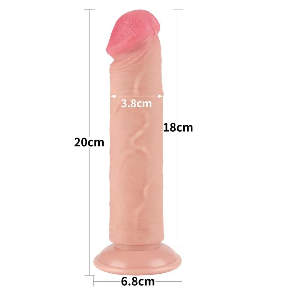 Sliding Skin Dual Layer Dong -  20 cm (8'') Dong with Flexible Skin Lovetoy Discreet Intimate Essentials.