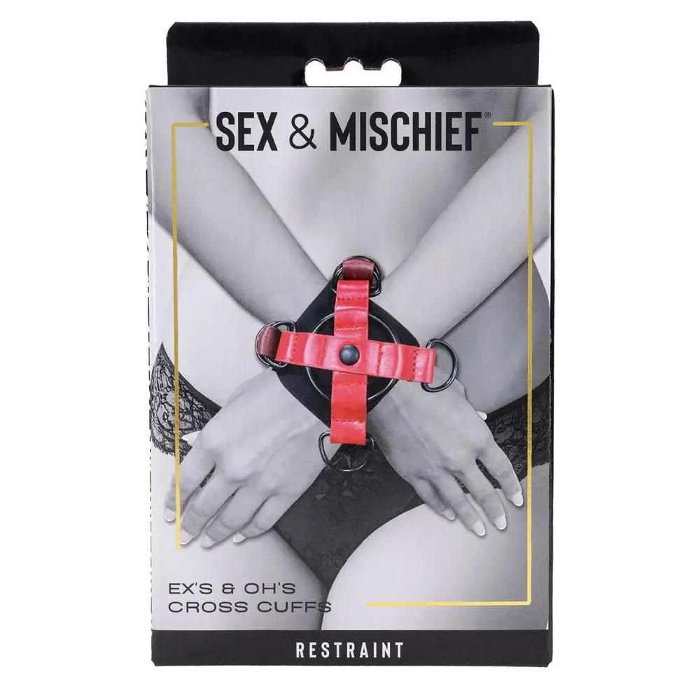 S&M Exs & Ohs Cross Cuffs - /Black Restraints Sportsheets Discreet Intimate Essentials.