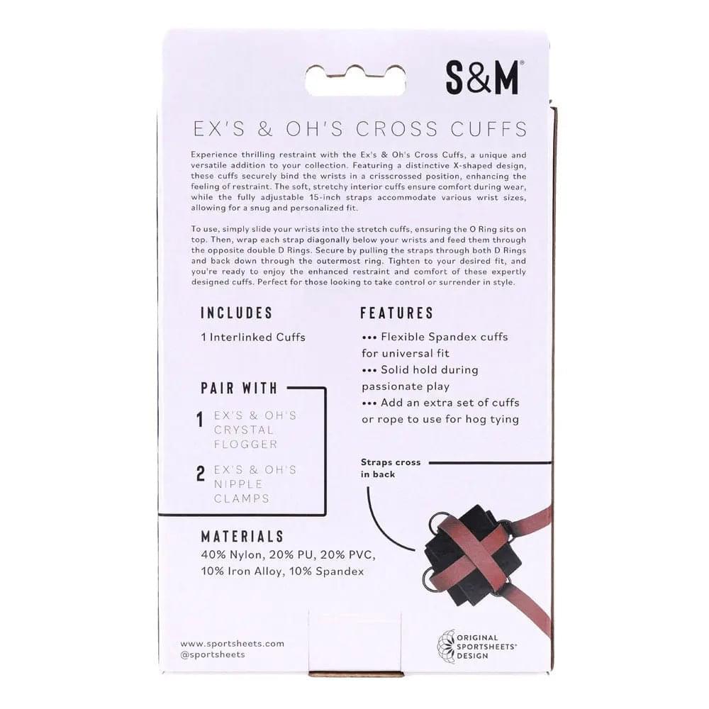S&M Exs & Ohs Cross Cuffs - /Black Restraints Sportsheets Discreet Intimate Essentials.