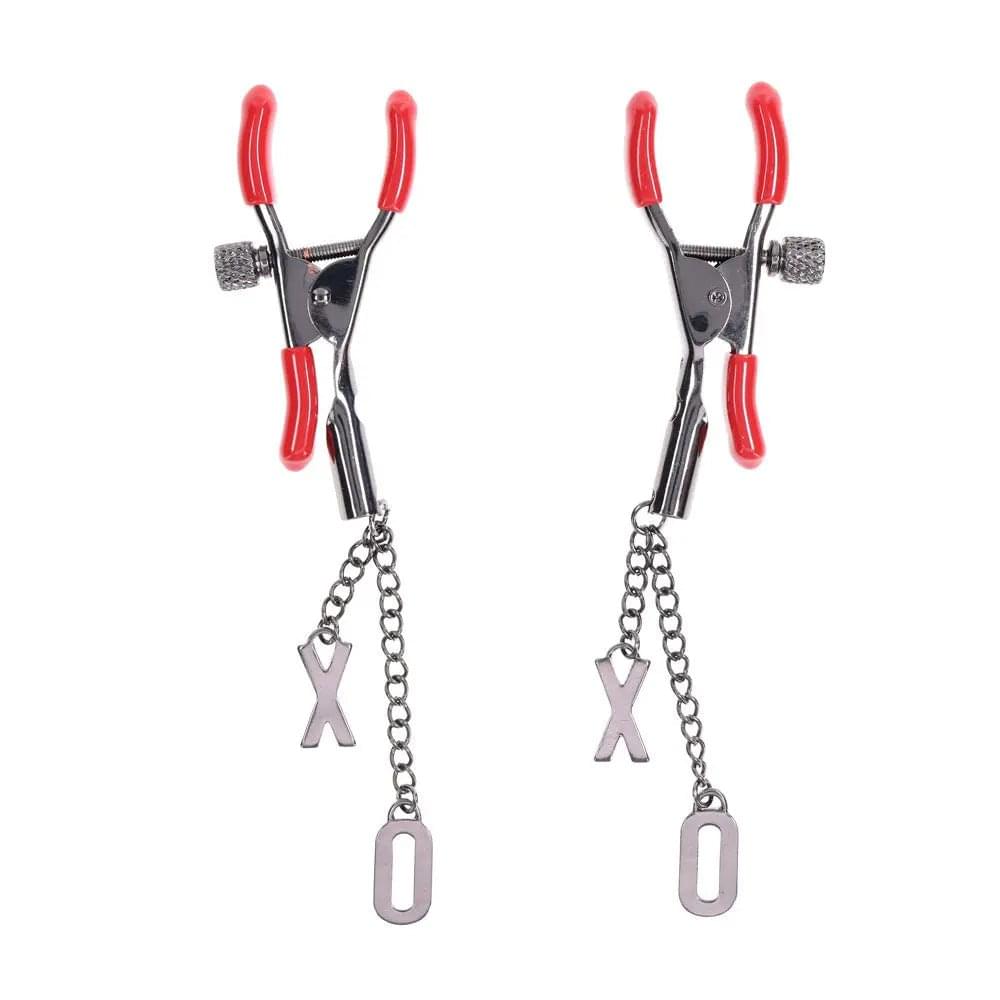 S&M Exs & Ohs Nipple Clamps -  Tipped Metal Nipple Clamps - Set of 2 Sportsheets Discreet Intimate Essentials.
