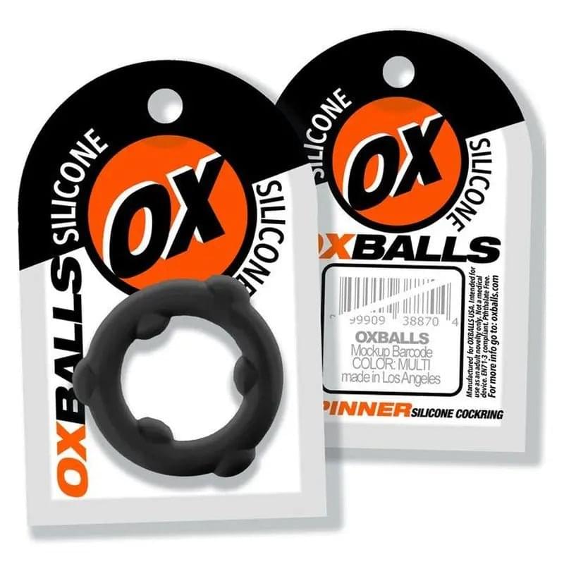 Spinner Silicone Ring Black OxBalls Discreet Intimate Essentials.