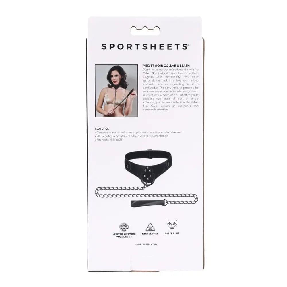 SPORTSHEETS Velvet Noir Collar & Leash -  Restraint & Leash Sportsheets Discreet Intimate Essentials.