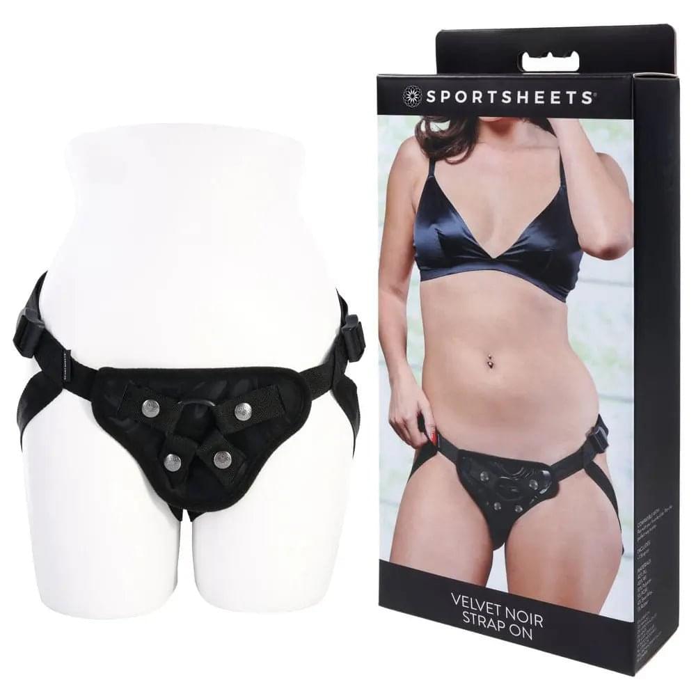 SPORTSHEETS Velvet Noir Strap On -  Adjustable Strap-On Harness (No Probe Included) Sportsheets Discreet Intimate Essentials.
