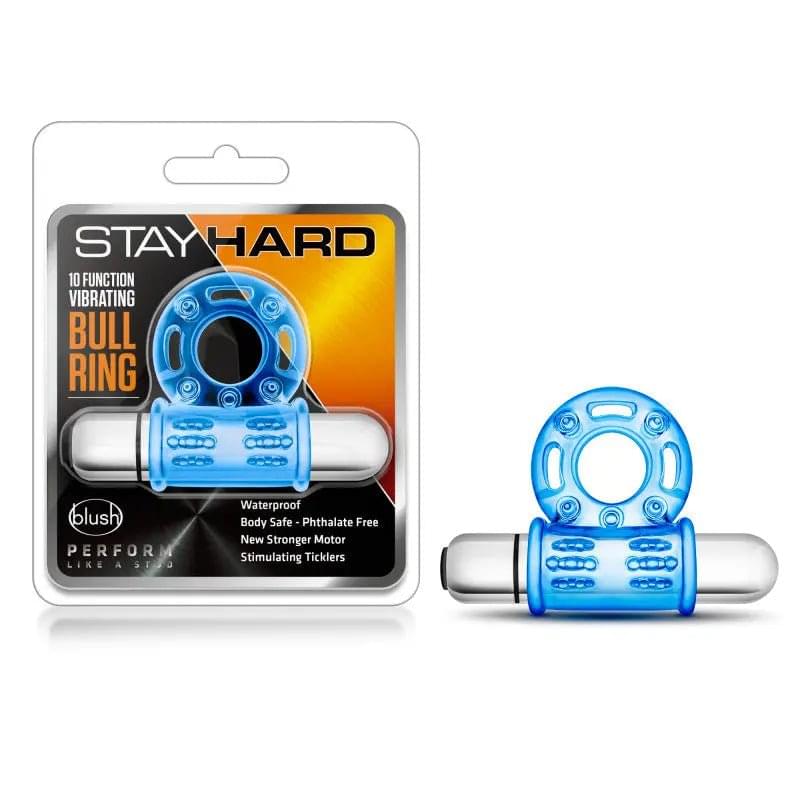 Stay Hard 10-Function Vibrating Bull Ring -  Vibrating Cock Ring Blush Novelties Discreet Intimate Essentials.