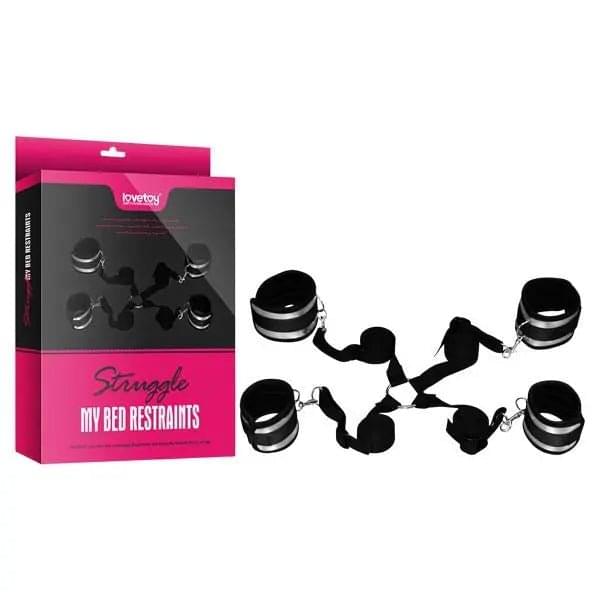 Struggle My Bed Restraints - Wrist & Leg Cuffs Kit Lovetoy Discreet Intimate Essentials.