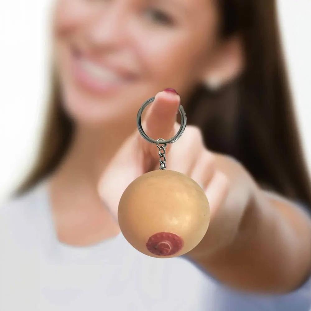 Super Fun Key Chain - Squishy Boob - Novelty Keychain Little Genie Discreet Intimate Essentials.