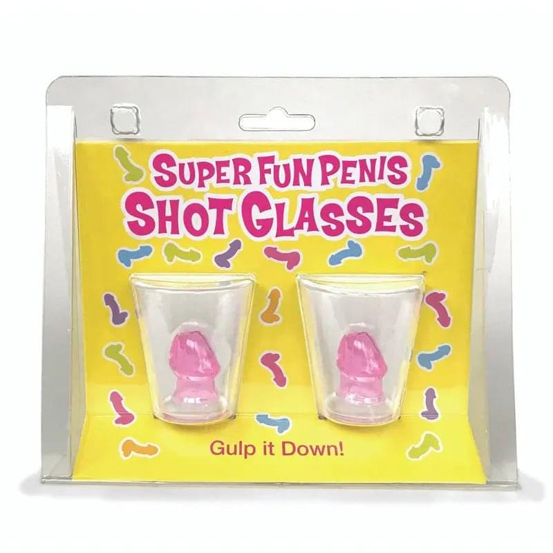 Super Fun Penis Shot Glasses - Set of 2 Little Genie Discreet Intimate Essentials.