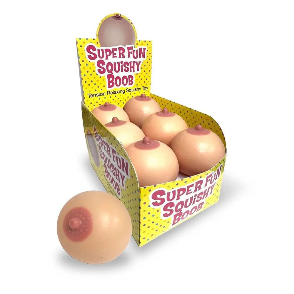 Super Fun Squishy Boobs - Counter Display - Boobie Stress Balls - Counter Display of 12 Little Genie Discreet Intimate Essentials.