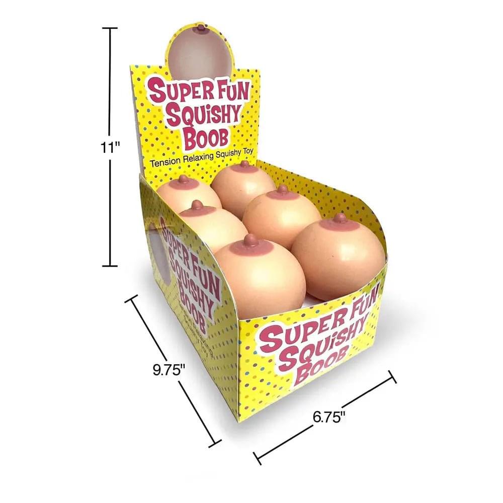 Super Fun Squishy Boobs - Counter Display - Boobie Stress Balls - Counter Display of 12 Little Genie Discreet Intimate Essentials.