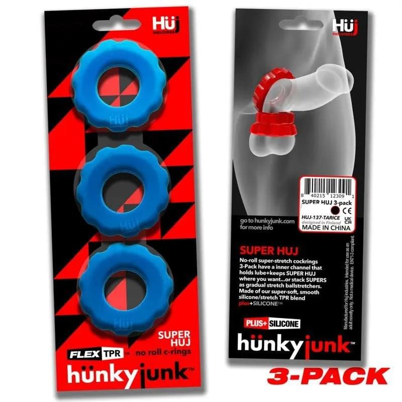Super Hunkyjunk 3 Pc Cockrings Teal Ice Hunkyjunk Discreet Intimate Essentials.